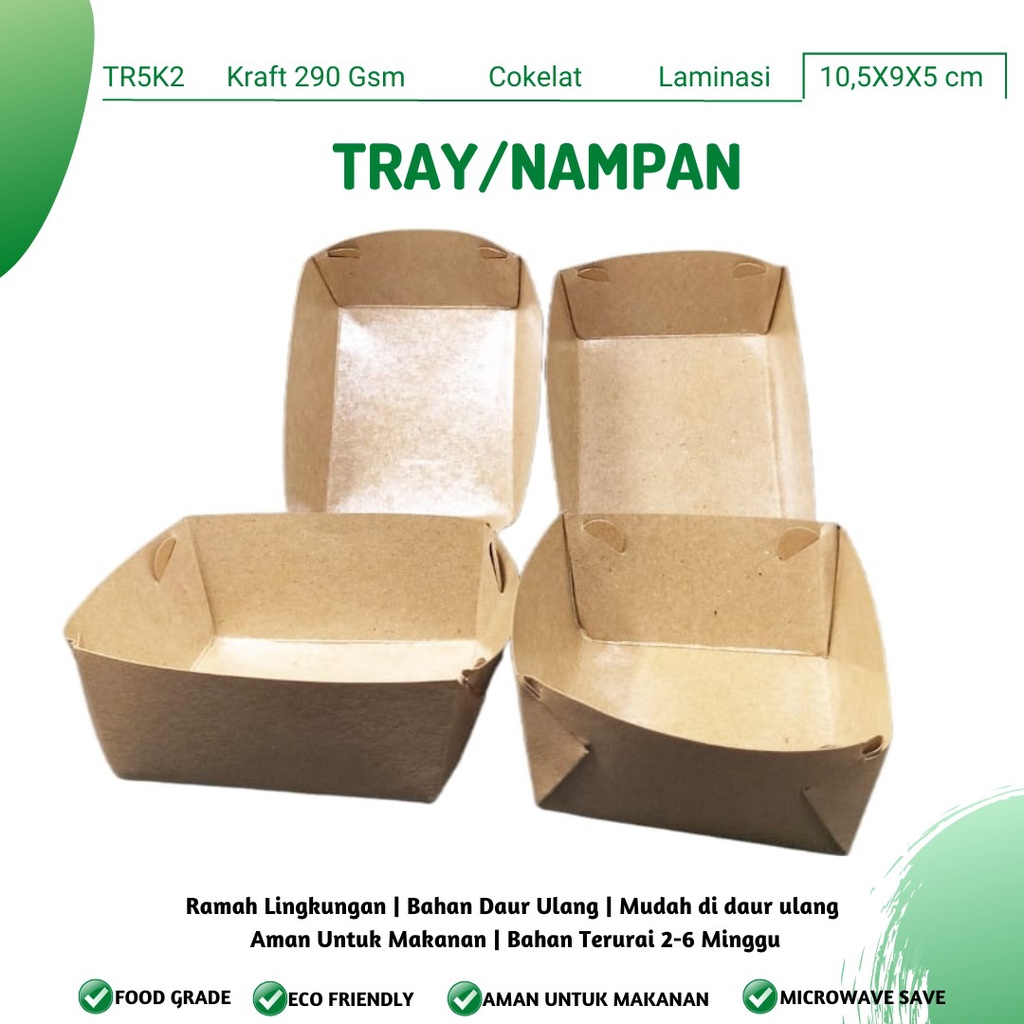 Paper Tray Bungkus Makanan Nampan (TR5K2-10.5X9X5 Cm)