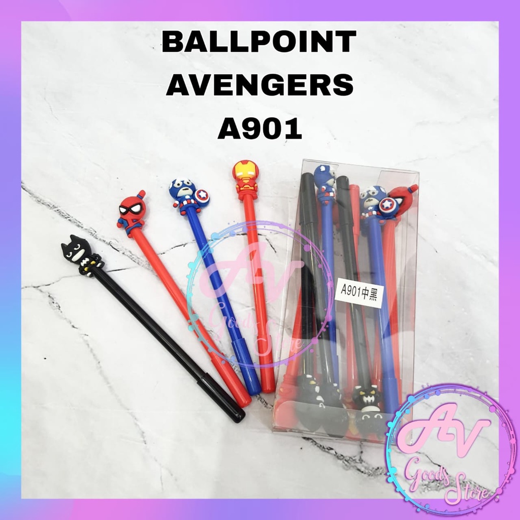 

Ballpoint Avengers A901 (12pcs) / 1Lusin Pulpen Gel Superhero Fancy