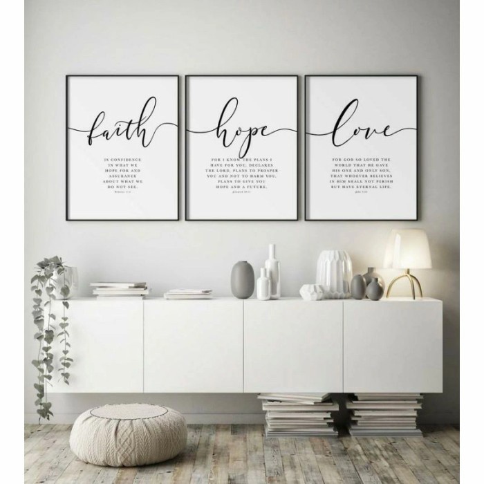 

Nemodorry Paket Poster Rohani Hiasan Dinding Kristen Katolik Faith Hope Love