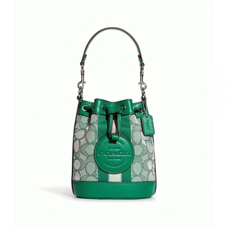 Coach Mini Dempsey Bucket Bag In Signature Jacquard With Stripe And Coach Patch (C8322)