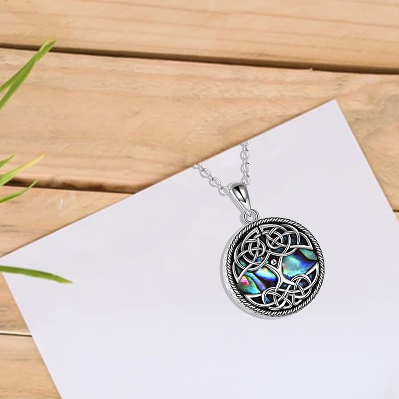 Pohon Kehidupan Guci Kalung Untuk Abu Sterling Silver Abalone Shell Cremation Memorial Perhiasan Wanita Pria