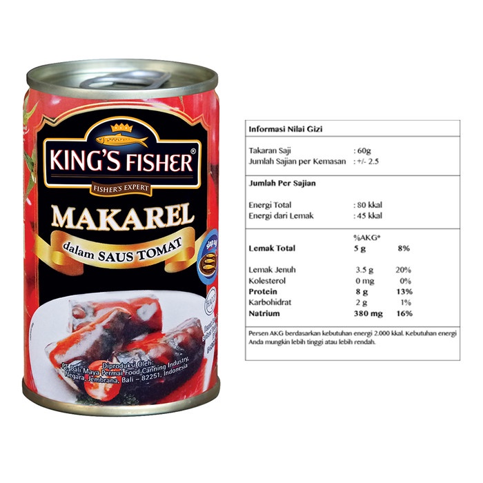 

King'S Fisher Paket 6 Pcs Makarel Mini Saus Tomat Makanan Kaleng 155 G Tx0739