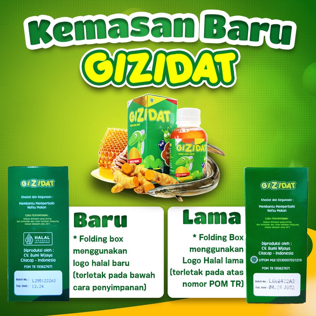 Gizidat - Madu Gijidat Multivitamin Penggemuk Tingkatkan Nafsu Makan Gemuk Badan &amp; Daya Tahan Tubuh Anak &amp; Bayi Perlancar Pencernaan Cerdaskan Otak isi 130ml