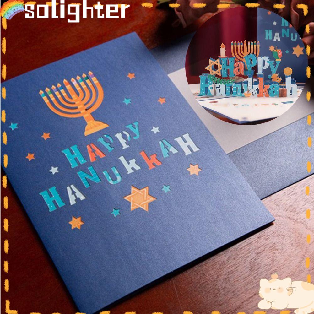 Solighter 3D Happy Hanukkah Untuk Teman Keluarga Hadiah Festival Pemodelan Lilin Hanukkah Hari