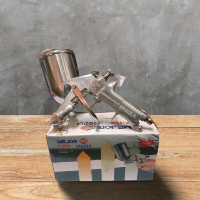 SPRAY GUN F 75 TABUNG ATAS. SPIT SPET CAT ANGIN KOMPRESOR SAGOLA 400ML