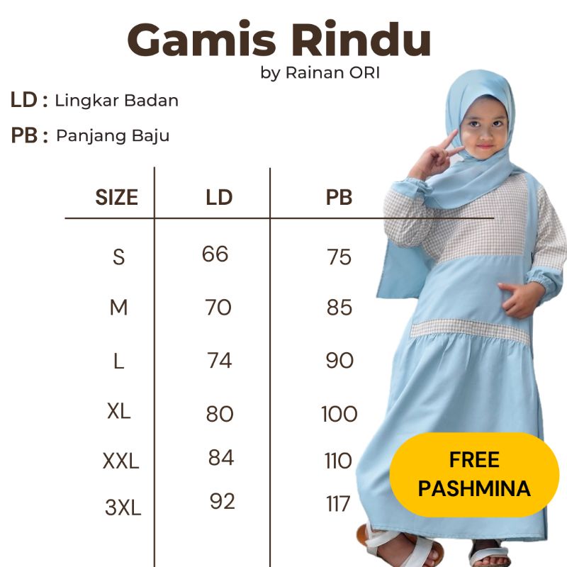 Baru Set Gamis RINDU by Rainan ORI umur 1 sampai 13 tahun Gamis Anak Perempuan Bahan Adem umur 7 8 9 10 11 12 13 tahun Gamis Anak Tanggung