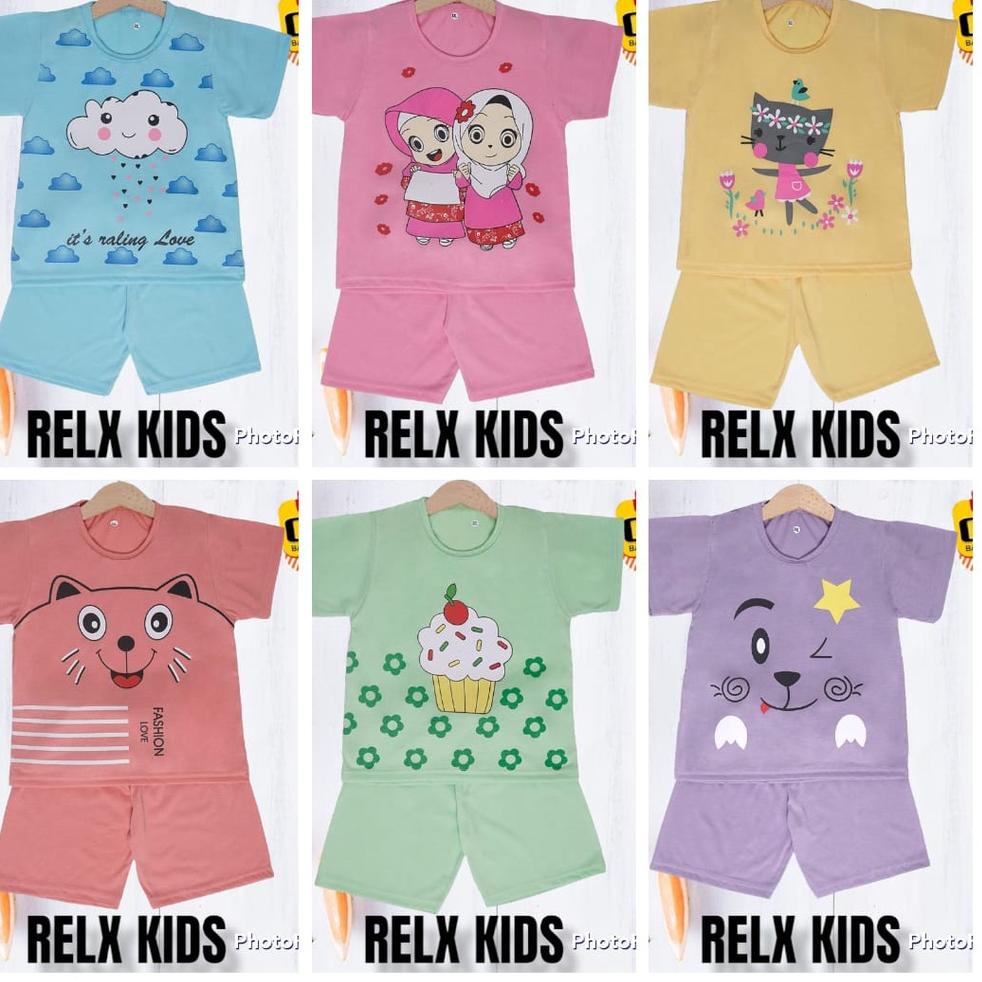 HARGA MURAH RELX KIDS-COD SETELAN ANAK 6 MOTIF PEREMPUAN FIT 1-6TAHUN DIJAMIN REALPICT 3596 か