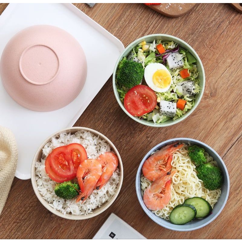 Mangkok Jerami Gandum Wheat Bowl Nasi Sup Mie Oat Sereal Straw Free BP