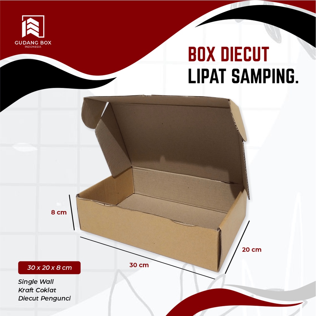 

Box Kardus DC Lipat Samping 30 x 20 x 8 cm Kardus/Packing/Polos/Pizza/Box/Hampers/BoxPizza - Bisa custom sablon
