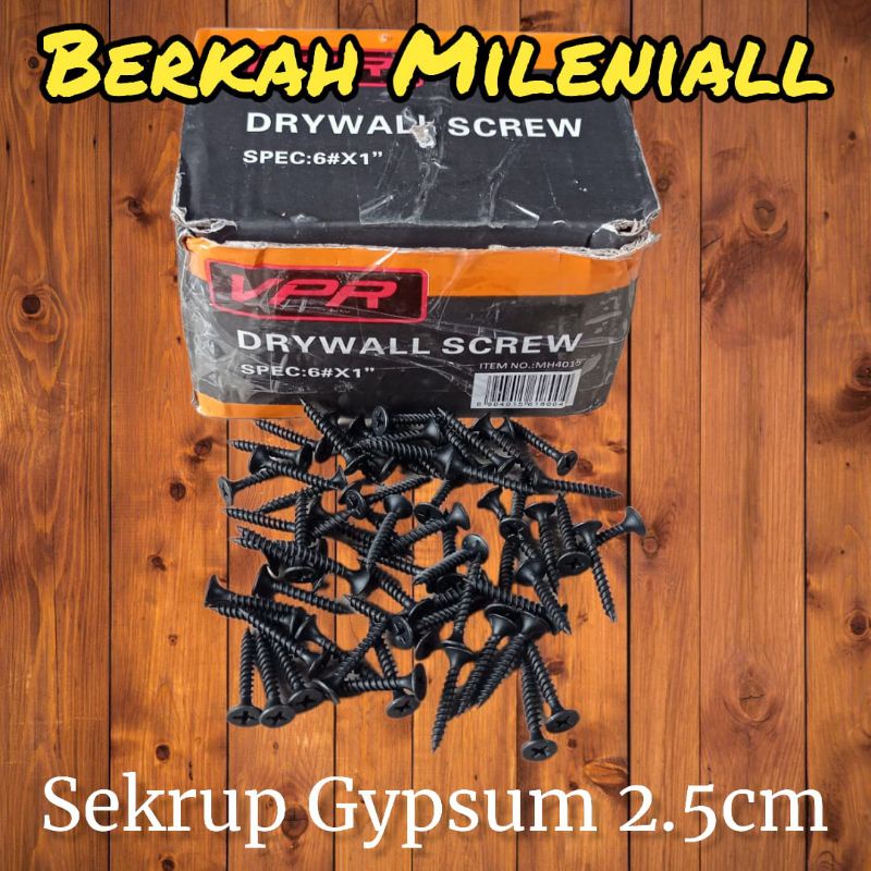 Skrup Gypsun gypsum 6x1 sekrup hitam 1 inch2,5cm per 100 pcs