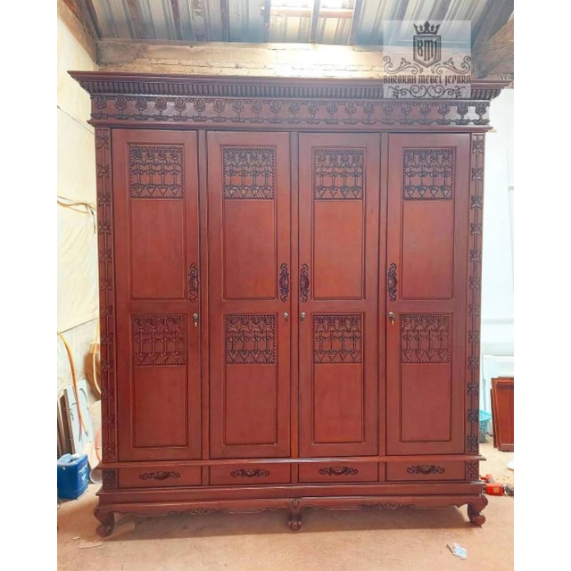 lemari pakaian jati 4 pintu | almari pakaian jati 4 pintu | lemari baju jati | lemari pakaian mewah 