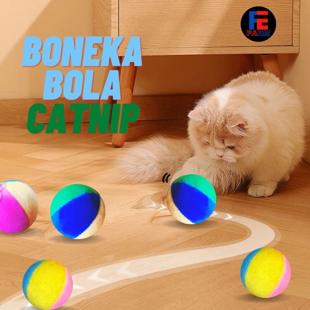 Bola Mainan Kucing Boneka Ball Lonceng Catnip Anti Stress Kitten Aksesoris Hewan Peliharaan FEFARM