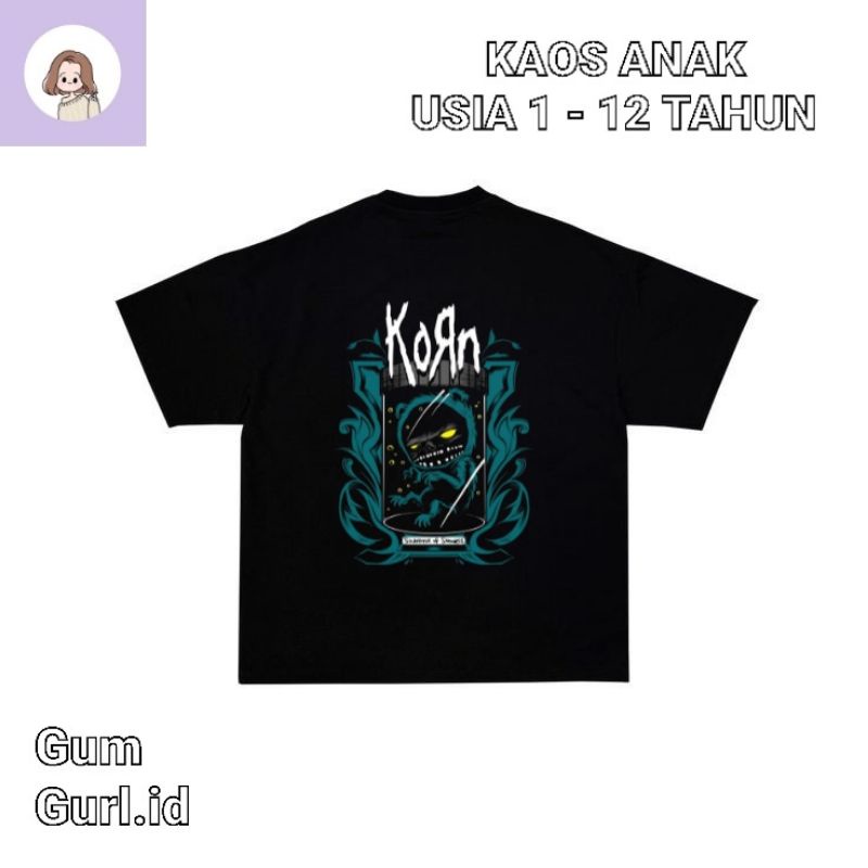 Kaos baju anak KORN tshirt BAND MUSIK ROCK oversize lokal laki laki perempuan jumper baby kids tee v