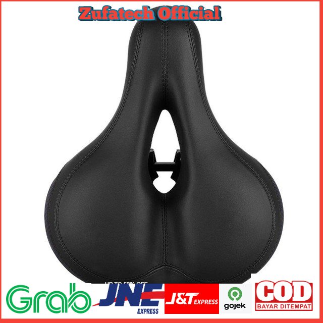 TaffSPORT Sadel Sepeda Spring Absorber with Tail Warning Reflective Tape Big Butt - Black - 5KSE06BK