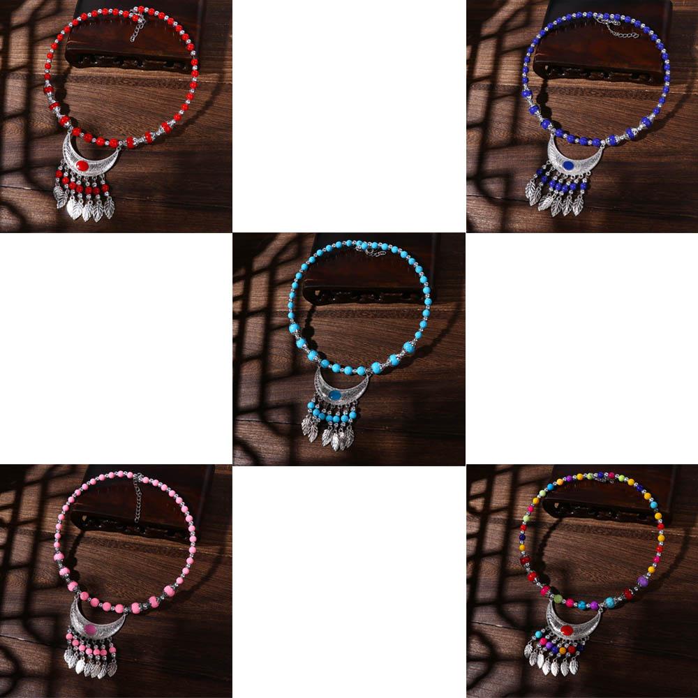 Nickolas1 Rantai Dahi Fotografi Niche Fringed Chain Headband Gaya Nasional Wanita Kalung