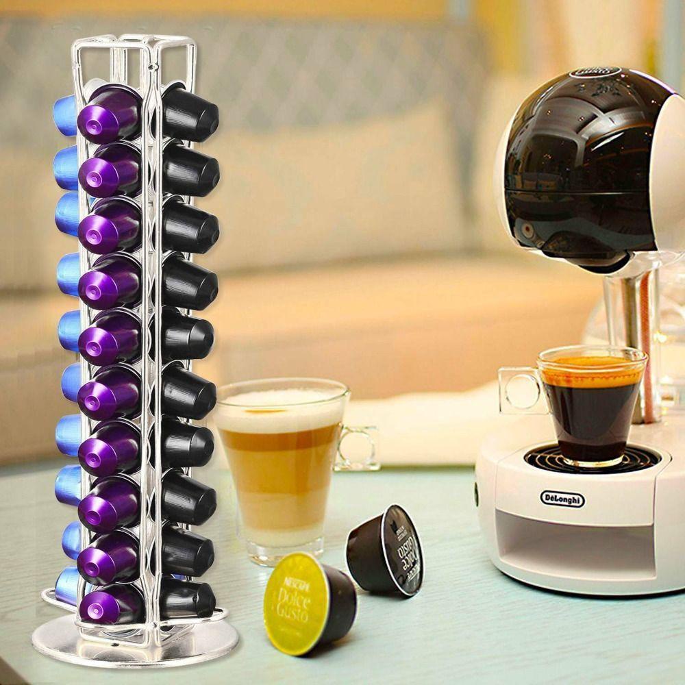 Solighter Coffee Pod Holder Storage Basket Tempat Cangkir Coffee Bar Shelves Rak Rak Dapat Diputar