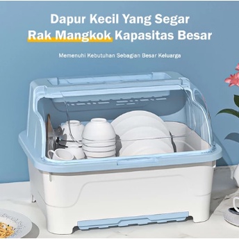 Rak Piring Plastik / Rak Pengering Piring / Sendok Rak Dapur / Rak Pengering Air Mangkok Rak Piring Plastik Dengan Tutup Rak Piring Plastik