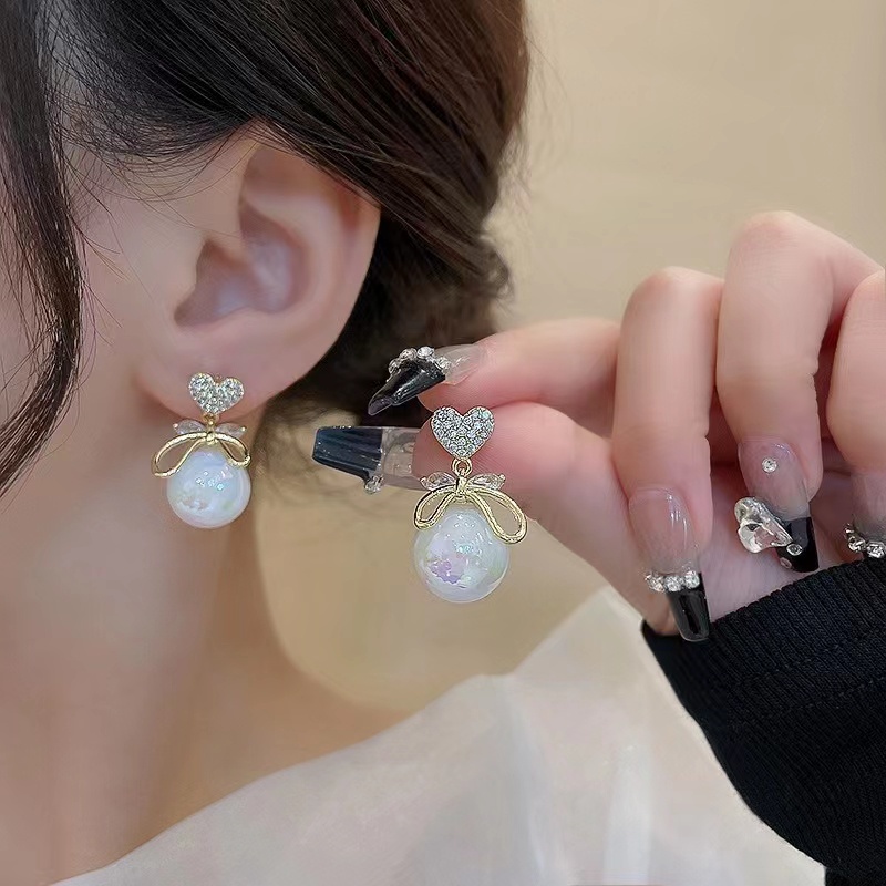 Fashion Kristal Mutiara Tulip Anting Untuk Wanita Hati Fishtail Bunga Drop Earring Perhiasan Aksesoris