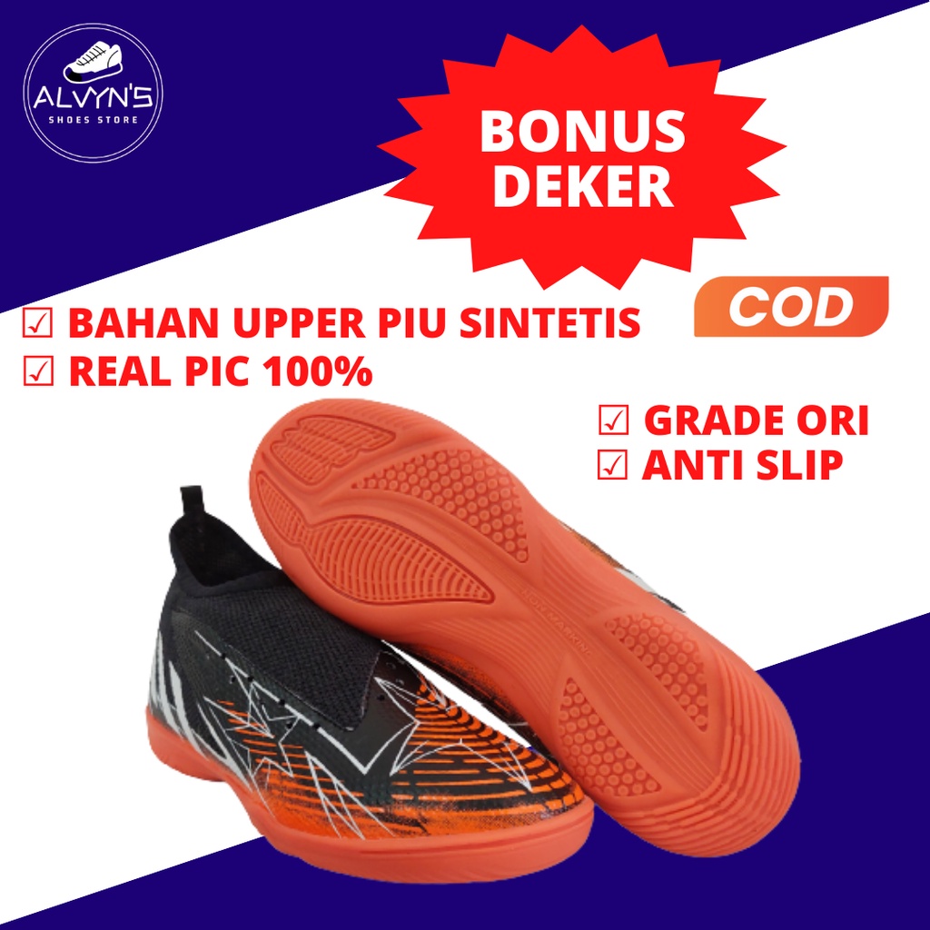 Sepatu Futsal Adidas Predator Bintang Hitam Oren - AZH