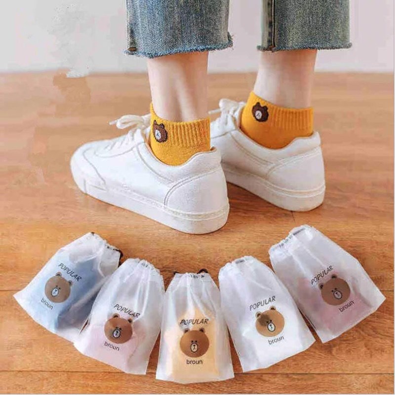 AccFashionMurah 10 Pasang + Pouch Kaos Kaki Fashion Wanita Motif Bear