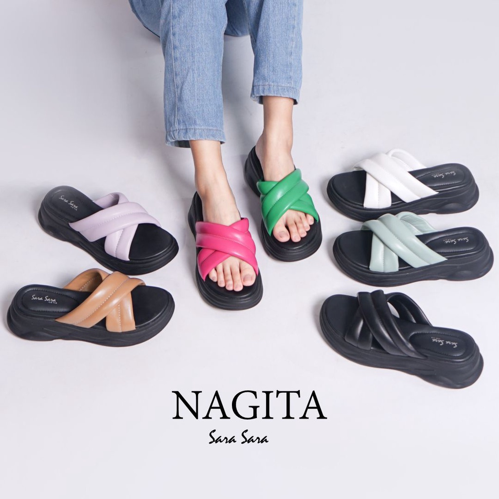 Sara Sara NAGITA Sandal Platform Wanita sandal selop cewek sandal wedges wanita sandal empuk terbaru