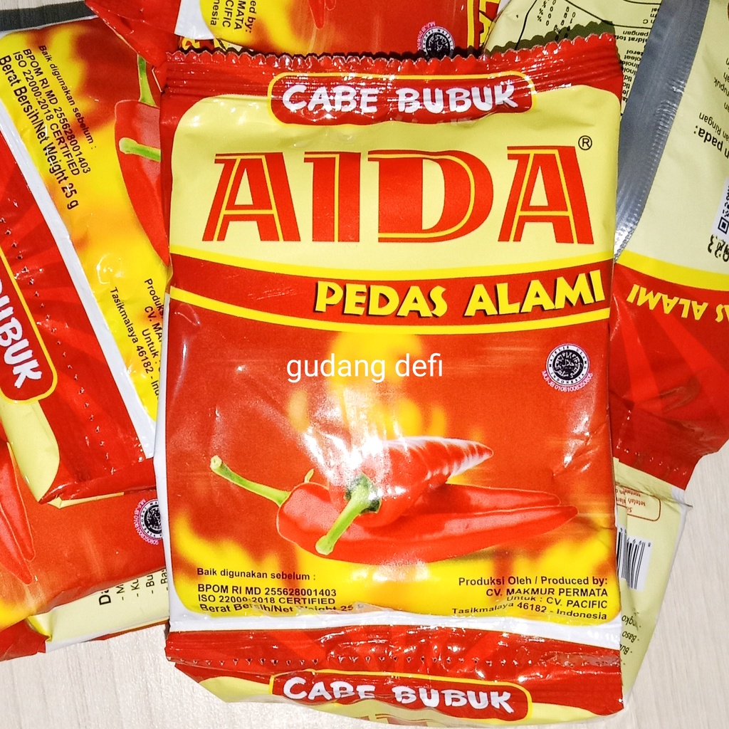 

CABE BUBUK AIDA RENCENGAN CABE GILING CABE HALUS 25 GRAM 1 RENCENG ISI 10 SACHET