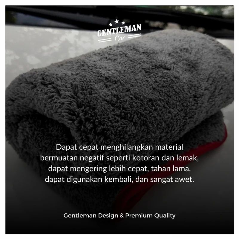 Gentleman Microfiber Super Tebal 1200 GSM Kain Serat Lap Mobil Motor 40x40cm Premium Quality