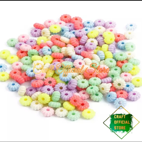 50 Pcs Manik Mote Stoper Garis 8mm Pastel Mini