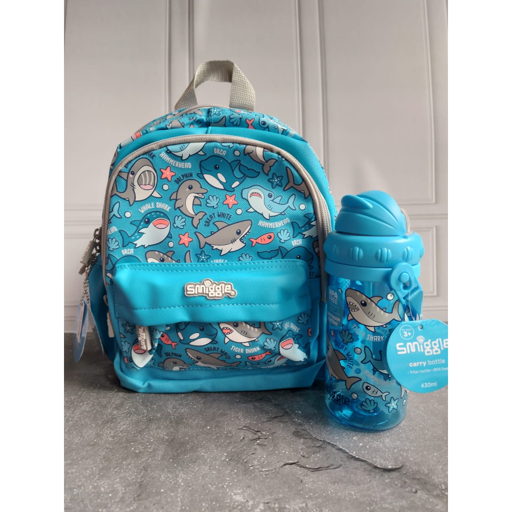 Jual SMIGGLE TEENY TINY BACKPACK BOTTLE SET UP N DOWN SHARK BACKPACK
