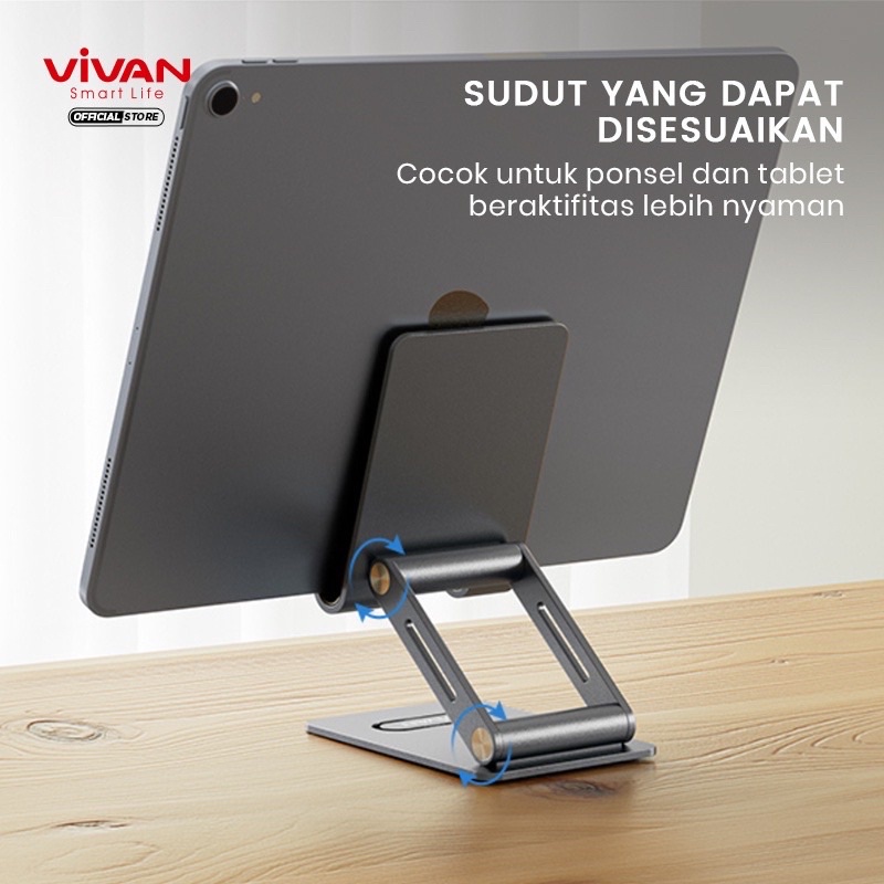 VIVAN VH03 Universal Stand Holder Smartphone Tablet Rotatable 270° Gray - Garansi Resmi 1 Tahun