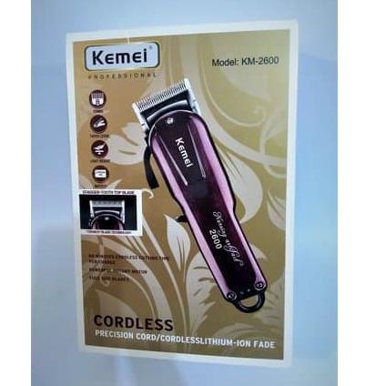 Booming Alat Cukur Rambut Elektrik Cordless KEMEI KM-2600 / Mesin Cukur Rambut  / Mesin Cukur Kemei 