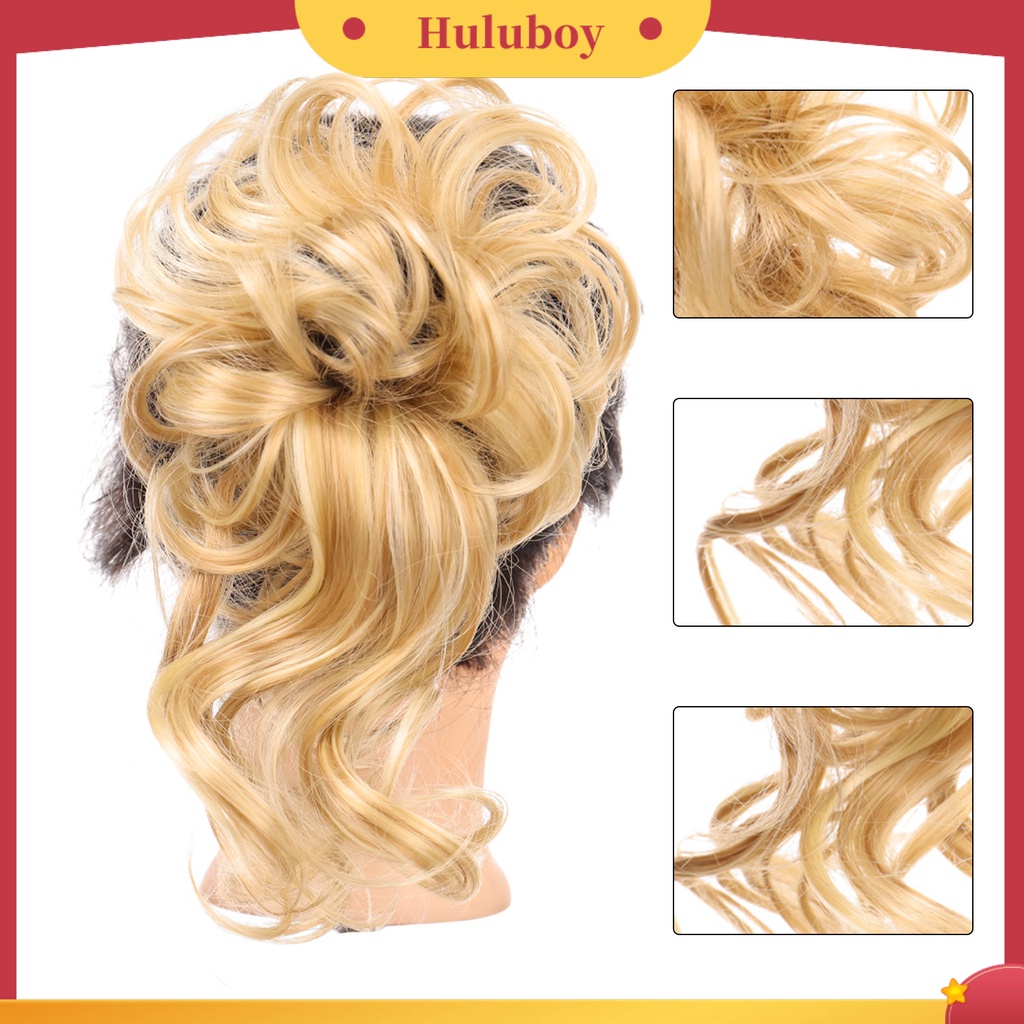 Wig Rambut Scrunchies Elastis Model Keriting Donat Chignon Messy Warna Alami Untuk Wanita