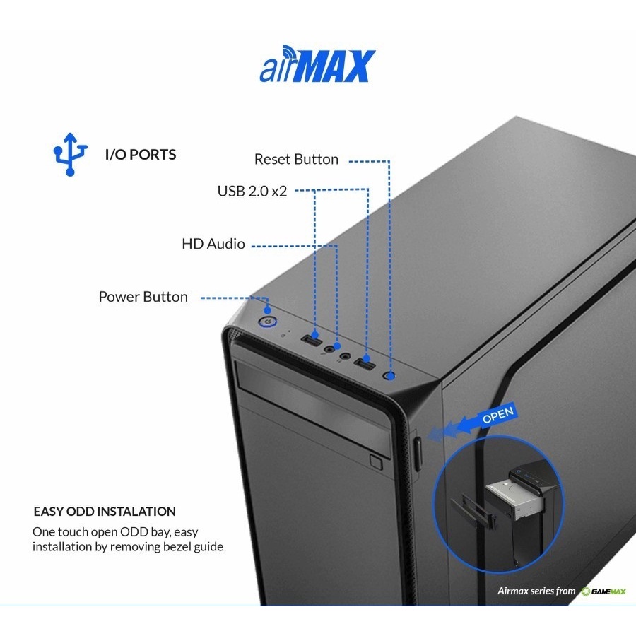 CASING GAMEMAX AIRMAX 6503 include PSU 500W | Micro-ATX PC Case