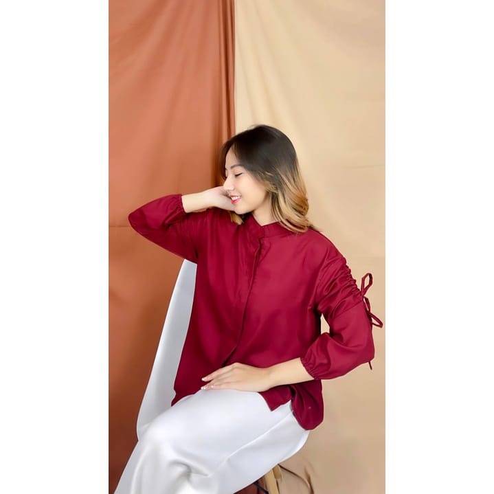 DEVI BLOUSE WANITA / BLOUSE KEMEJA TALI SERUT WANITA