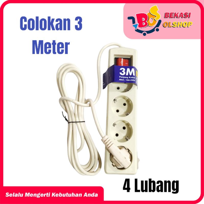 Stop Kontak /Colokan Kabel 3 Meter 4 Lubang