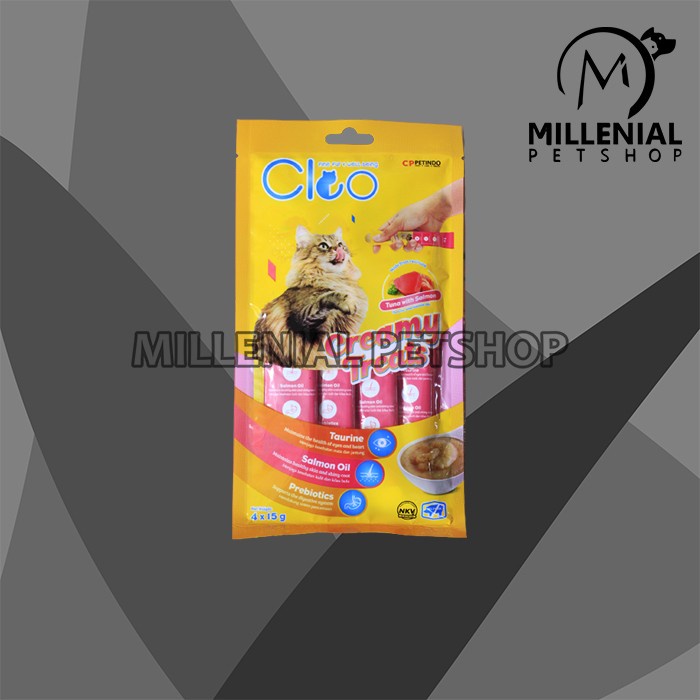 Snack Cemilan kucing Cat treats Cleo Creamy Non Meo bio Creamy 4X15 GR