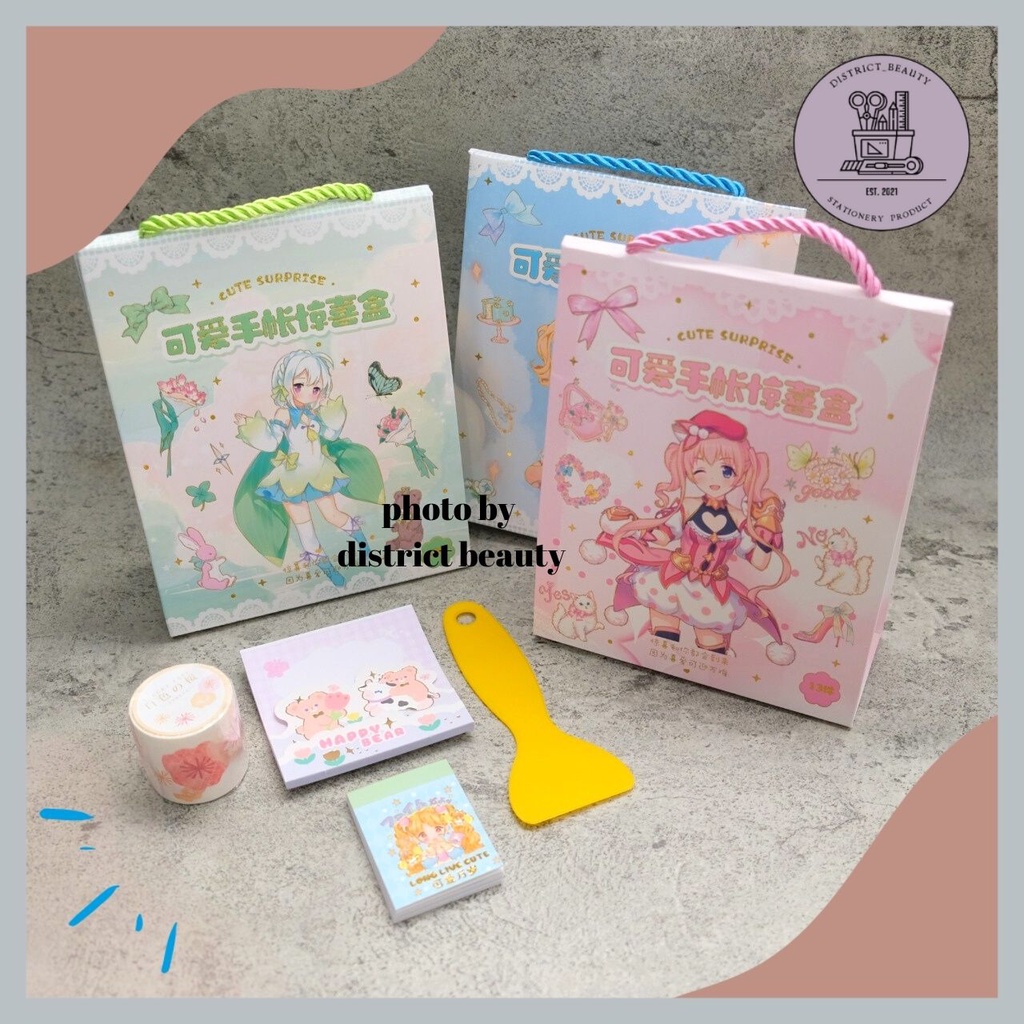 

PAPERBAG STIKER mini kode QJF-D ide souvenir terunik isi stiker memopad washi tape perata stiker diy district beauty