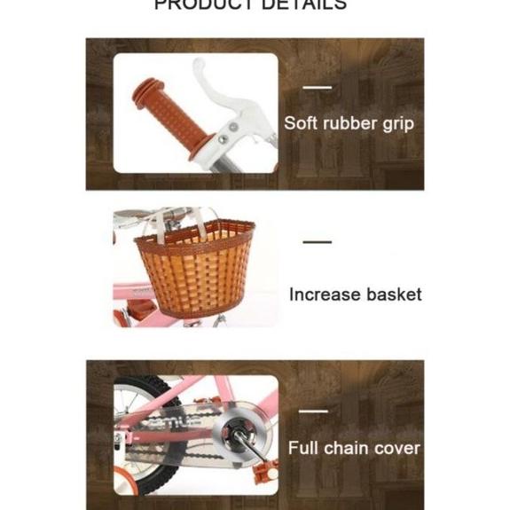 Sepeda Anak Import 12 14 16 18 Inch Premium - Hijau Pink Cream #Original