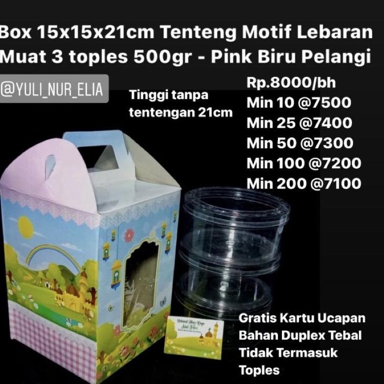 

(K-S4S-☛) Box 15x15x21cm Tenteng Motif Lebaran Muat 3 Toples 500gr paling laris