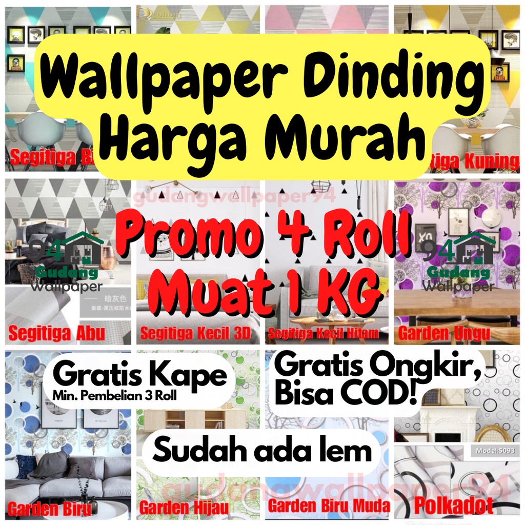 (PROMO COD) Gudang Wallpaper Stiker Dinding Kamar Tidur Motif Segitiga Bahan Berkualitas (GRADE A+)