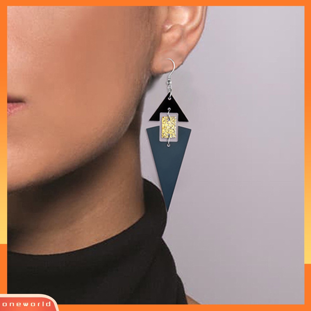 [WONE] Fashion Wanita Segitiga Panjang Liontin Anting Pernyataan Pesta Perhiasan Hadiah