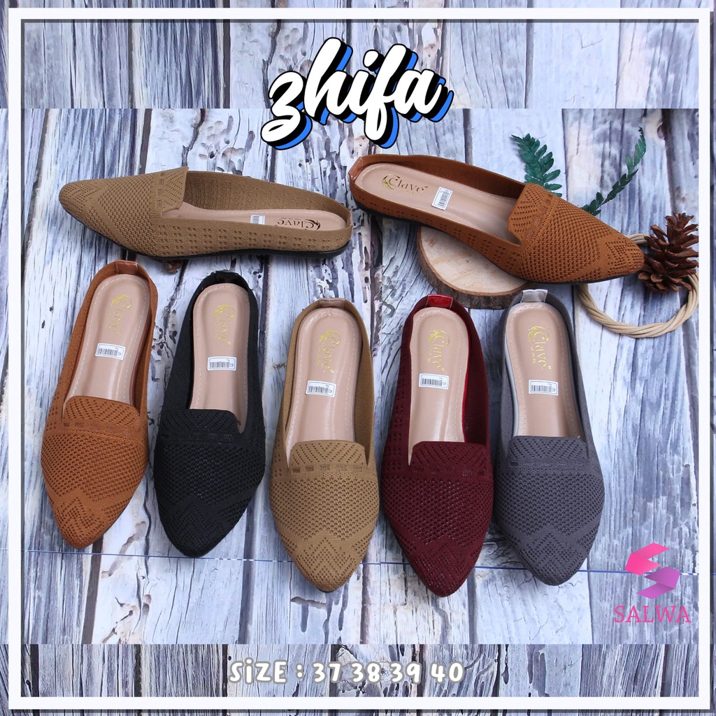 ZHIFA SEPATU WANITA RAJUT SLOP TREPES ALAS KARET IMPORT FANIA BY SALWA