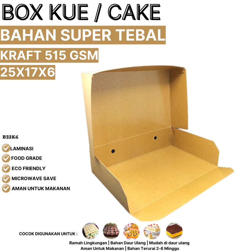 Dus Kue 25x17x6 Super Tebal 515 Gsm (B32K6-Laminasi)