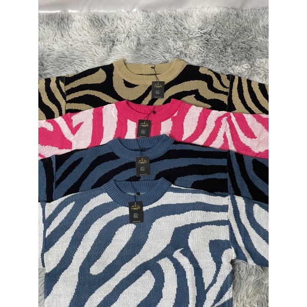 Sweater Rajut zebra Crop