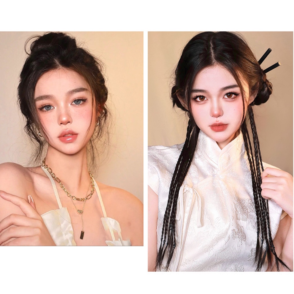 Y2k Gaya Fishbone 6-helai Twist Braid Wig Untuk Wanita Gadis Keren Ponytail Extender Wig 45cm