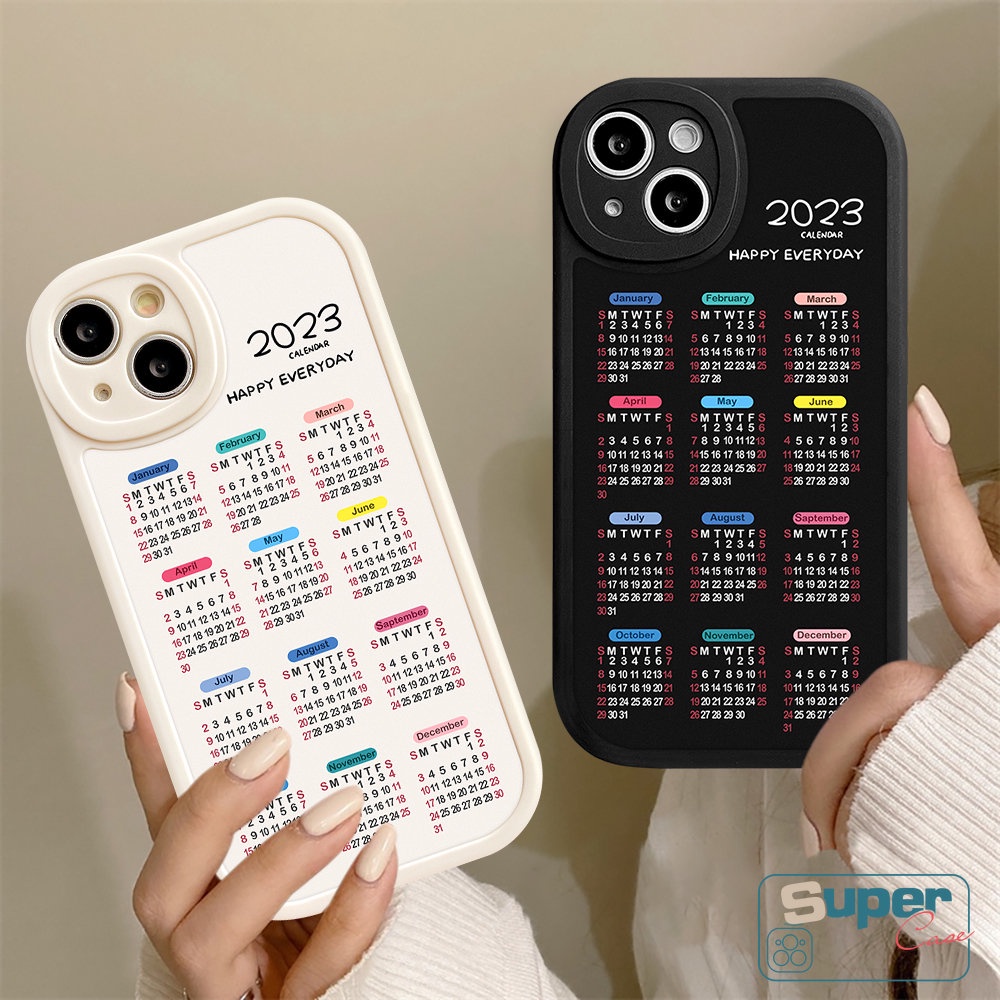 Casing Untuk Realme C53 C31 C35 C30 C55 C15 C21Y C25 C11 C12 C30s C25Y C25s GT 9i 8i 8 5 8 10 Pro 6i 5i 5s 6s 6 7i C17 C21 C2 C20A C3 C17 C20 Pasangan TPU Lembut Casing Belakang Kalender 2023