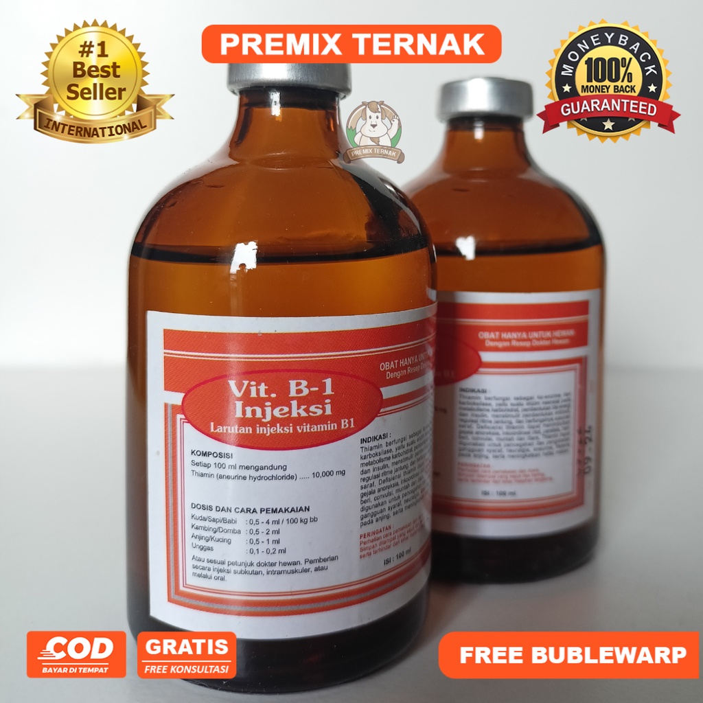 VITAMIN B1 INJ 100ml (OREN) - VITAMIN B1 SAPI - VITAMIN B1 TERNAK - VITAMIN B1 HEWAN - MIRIP VITAMIN B1 WONDER