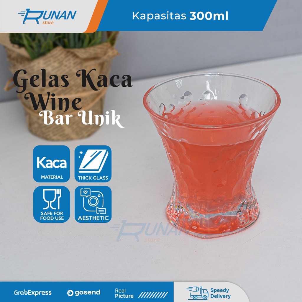 Gelas Minum Whiskey 300ml Crystal Glass Wine Cocktail Bar Gelas Unik