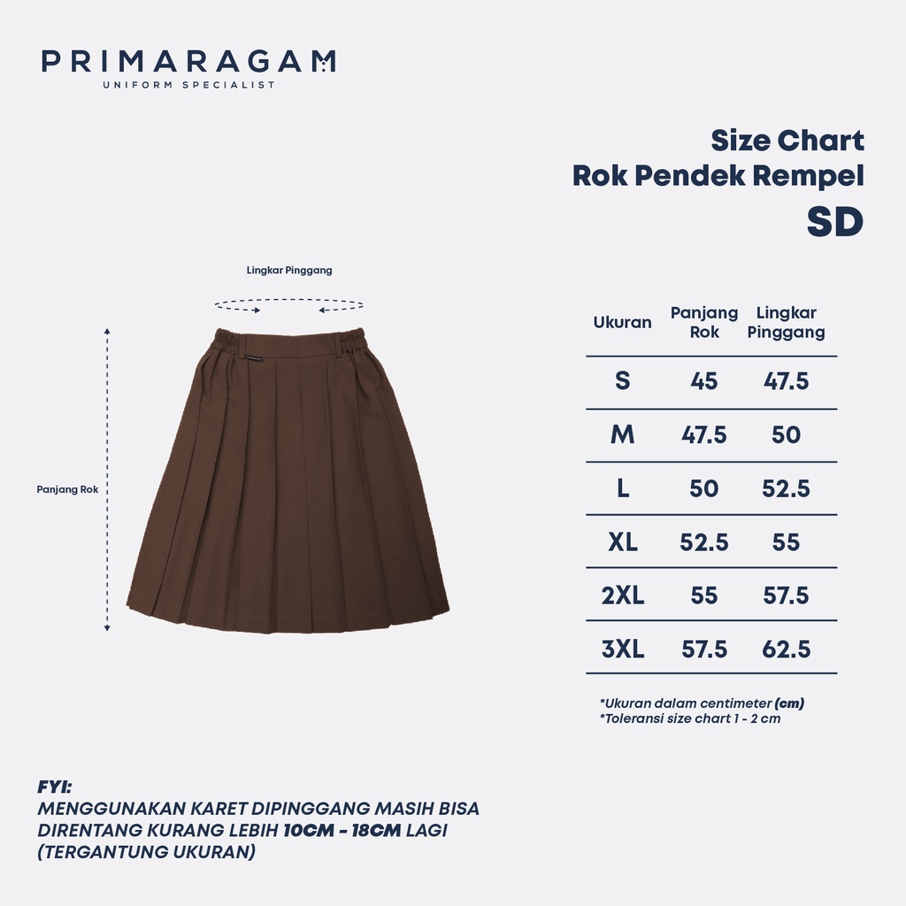 OBRAL BARANG CACAT rok sekolah sd pendek coklat rok sd