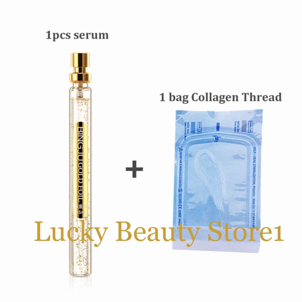 paket serum pepti gold + benang emas ajaib collagen protein line lifting anti aging kerutan wajah pengencangan